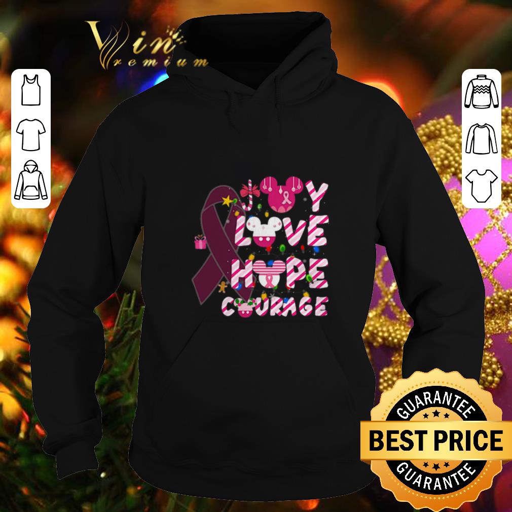 Premium Breast Cancer Joy Love Hope Courage Mickey head Christmas shirt