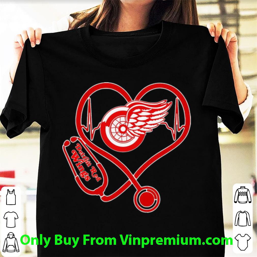 Hot Detroit Red Wings Heartbeat Nurse Stethoscope shirt 7