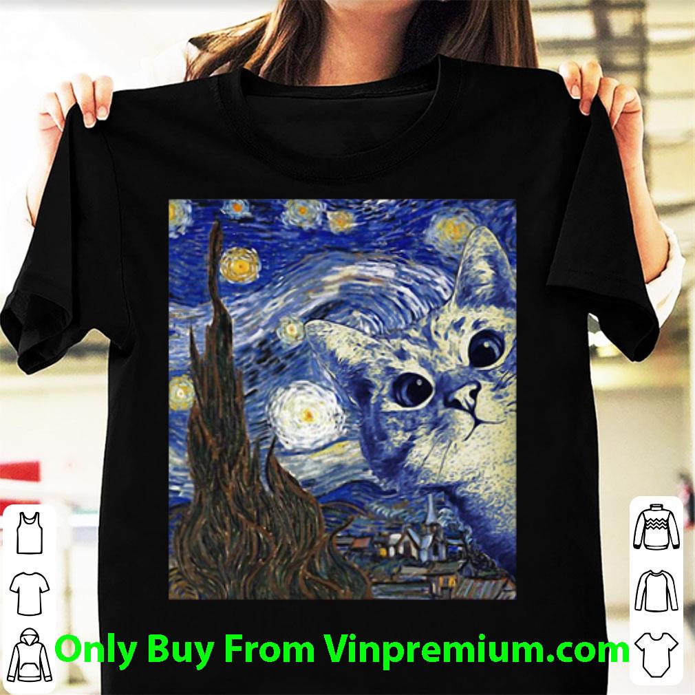 Hot The Starry Night Cat Van Gogh shirt 6