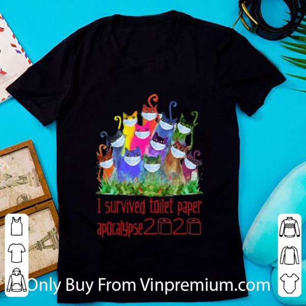 Premium Cats Mask I Survived Toilet Paper Apocalypse 2020 Covid-19 shirt 1