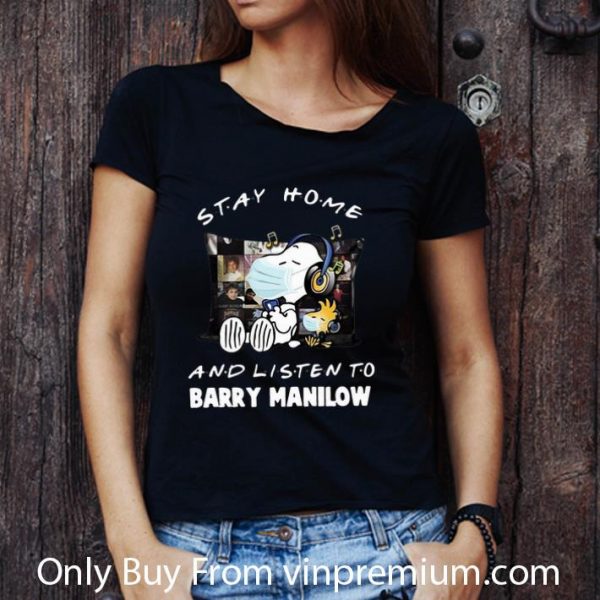 Awesome Snoopy And Woodstock Mask Stay Home And Listen To Barry Manilow shirt 3