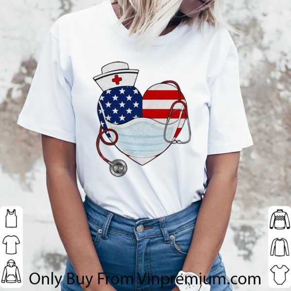 Official American Flag Nurse Stethoscope Heart shirt 3