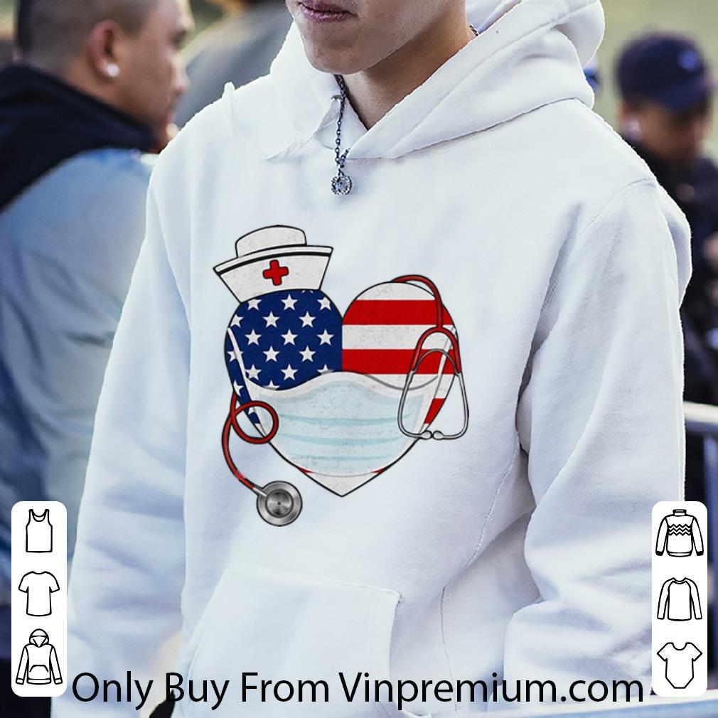 Official American Flag Nurse Stethoscope Heart shirt