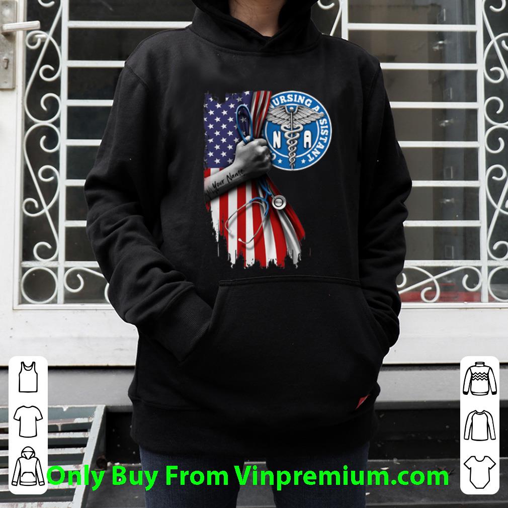 Great NA Certified Nursing Assistant Stethoscope American Flag shirt