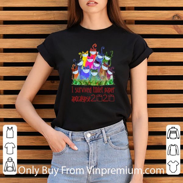 Premium Cats Mask I Survived Toilet Paper Apocalypse 2020 Covid-19 shirt 3