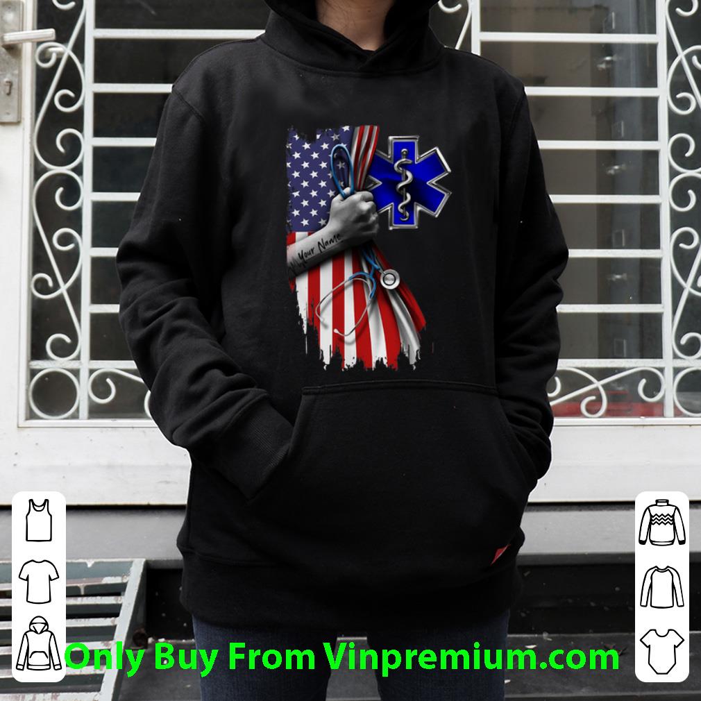 Great EMT Emergency Medical Technician Stethoscope American Flag shirt