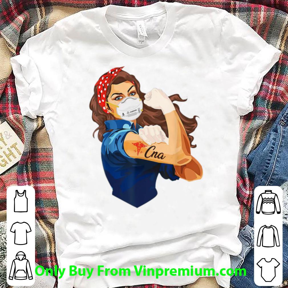 Official Strong Girl Mask Tattoo CNA Nurse shirt 6