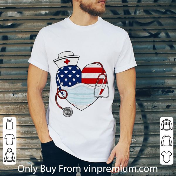 Official American Flag Nurse Stethoscope Heart shirt 2