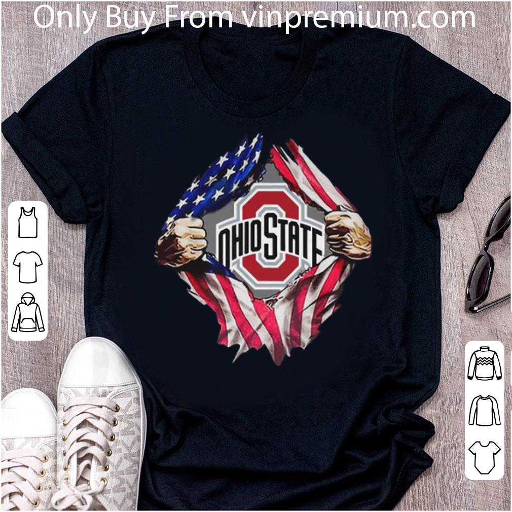 Great Ohio State Buckeyes Blood Inside Heart American Flag shirt 7