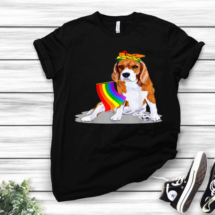 Pride LGBT Flag Gay Be Lesbian Funny Beagle Lover Gifts Shirt