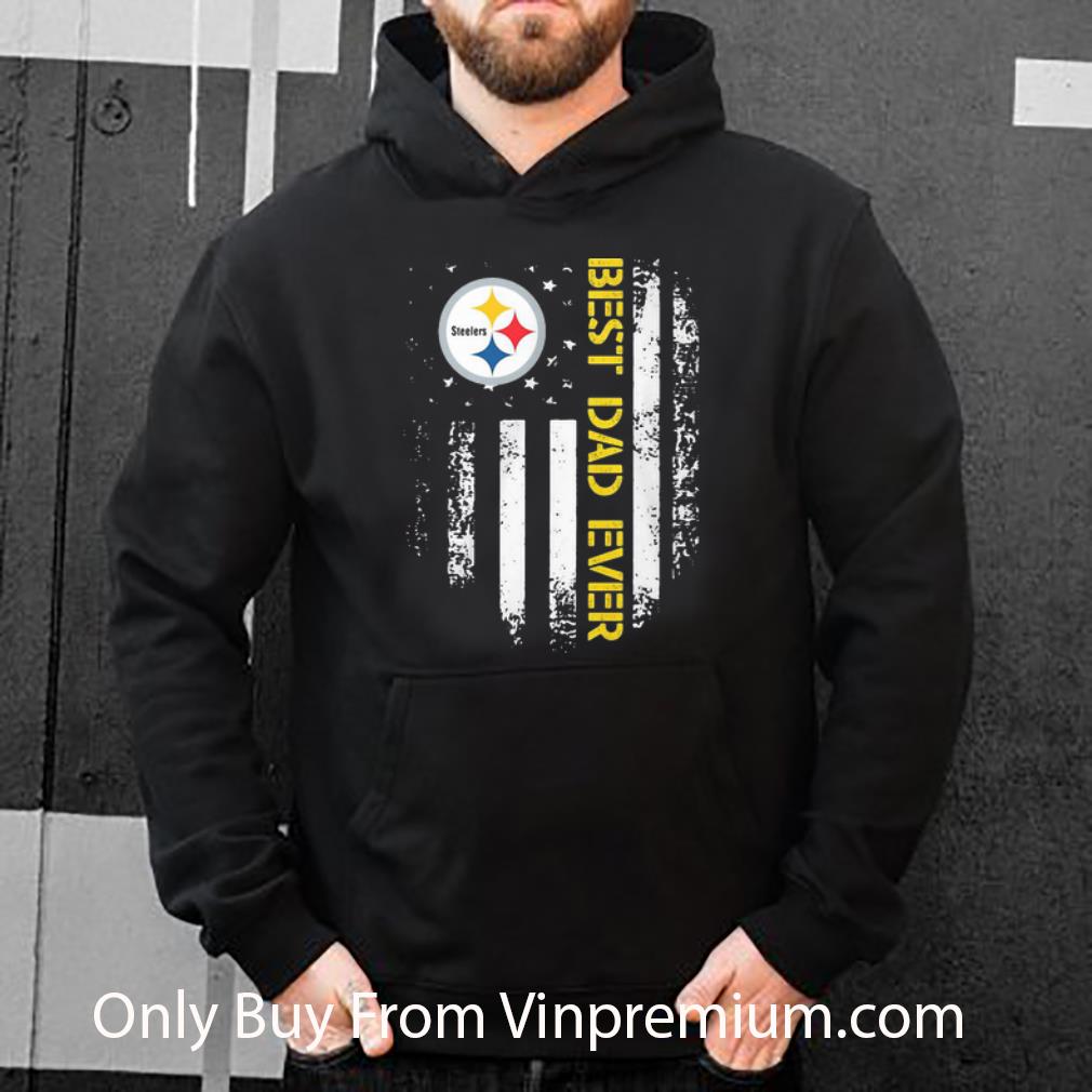 Premium Pittsburgh Steelers Best Dad Ever American Flag Father's Day shirt