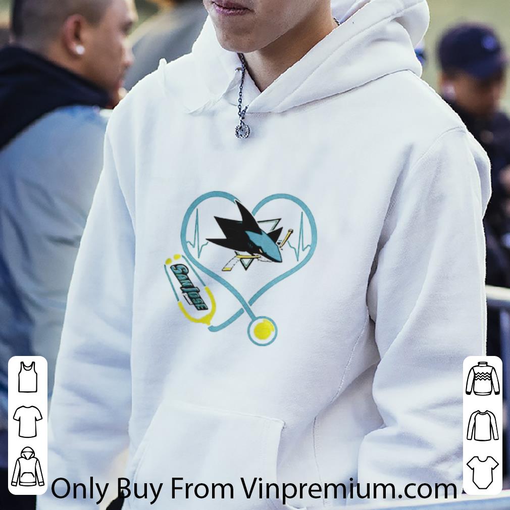 Awesome Love San Jose Sharks Heart Stethoscope Nurse shirt