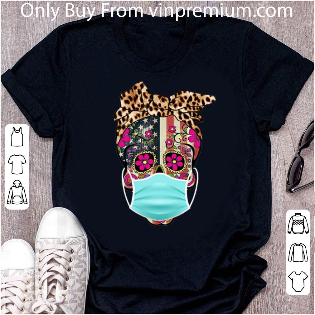 Awesome Sugar Skull Mask American Flag Leopard shirt 7