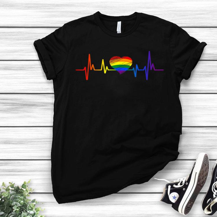 Lovely LGBT Gay Pride Heartbeat Lesbian Gays Love Shirt