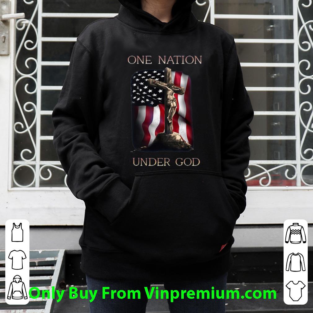 Pretty One Nation Under God Jesus American Flag shirt