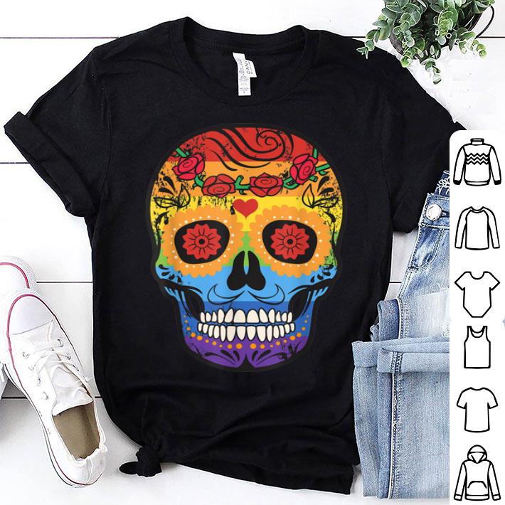 Rainbow Sugar Skull Lgbt Gay Pride Day Of The Dead Shirt