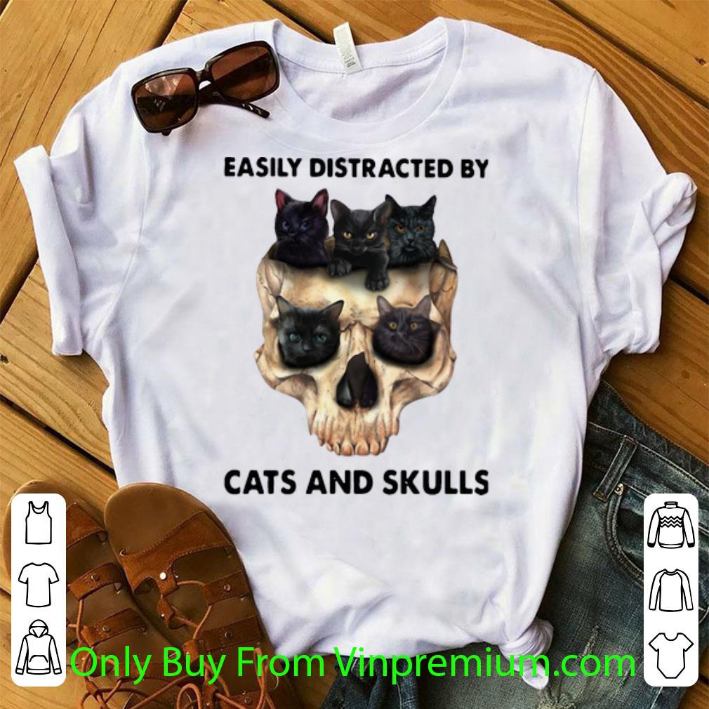 Great Easily Distracted By Cats And Skulls Cat Lovers shirt 7