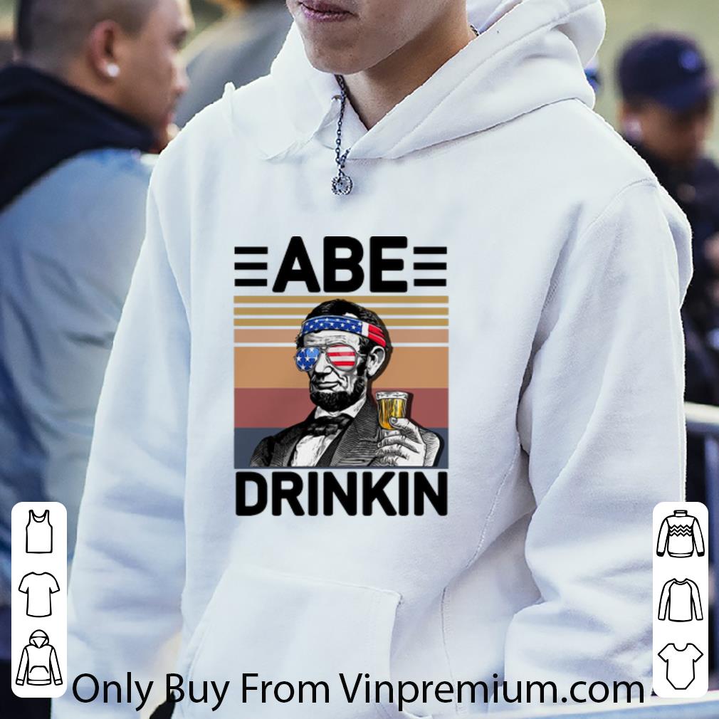 Great Vintage Abe Drinkin Beer Abe Lincoln American Flag shirt