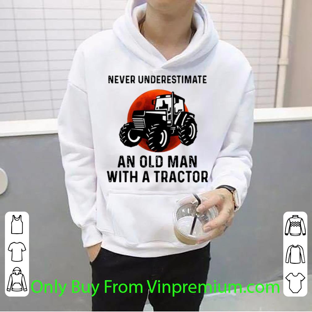 Official Never Underestimate An Old Man With A Tractor Blood Moon shirt