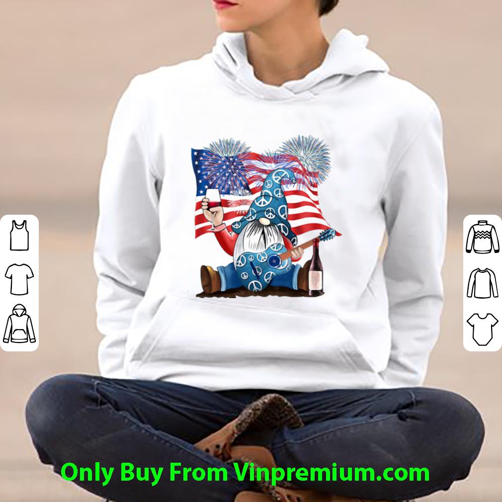 Nice Gnomes Wine Guitar Peace American Flag Independence Day shirt