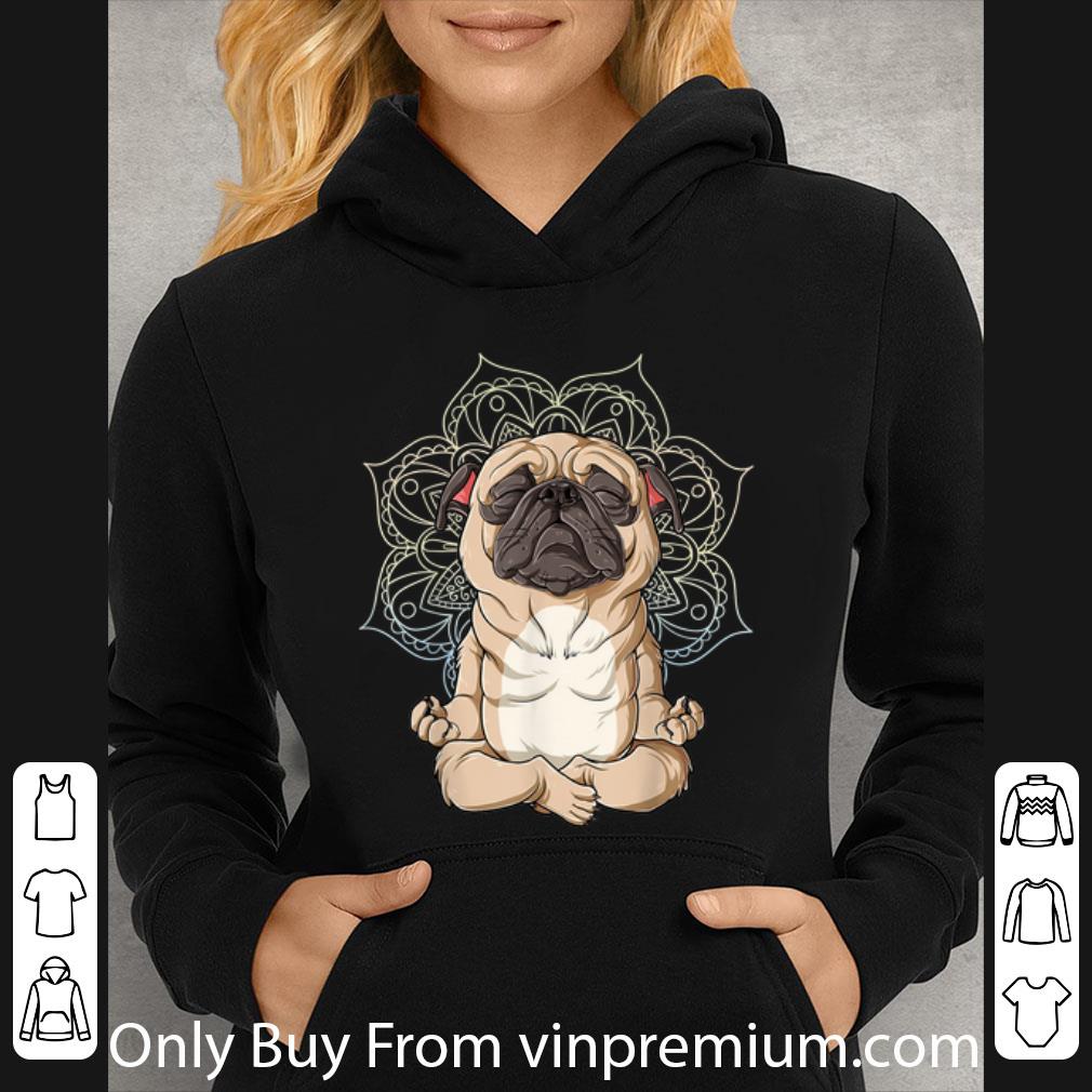 Great Pug Mops Dog Meditation Yoga Namaste Mandala shirt