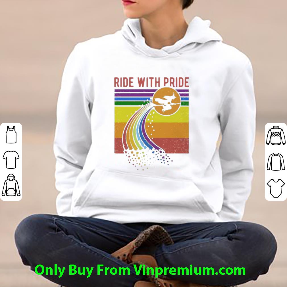 Awesome Vintage Witch Ride With Pride LGBT Pride shirt