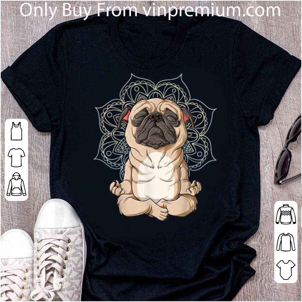 Great Pug Mops Dog Meditation Yoga Namaste Mandala shirt 7