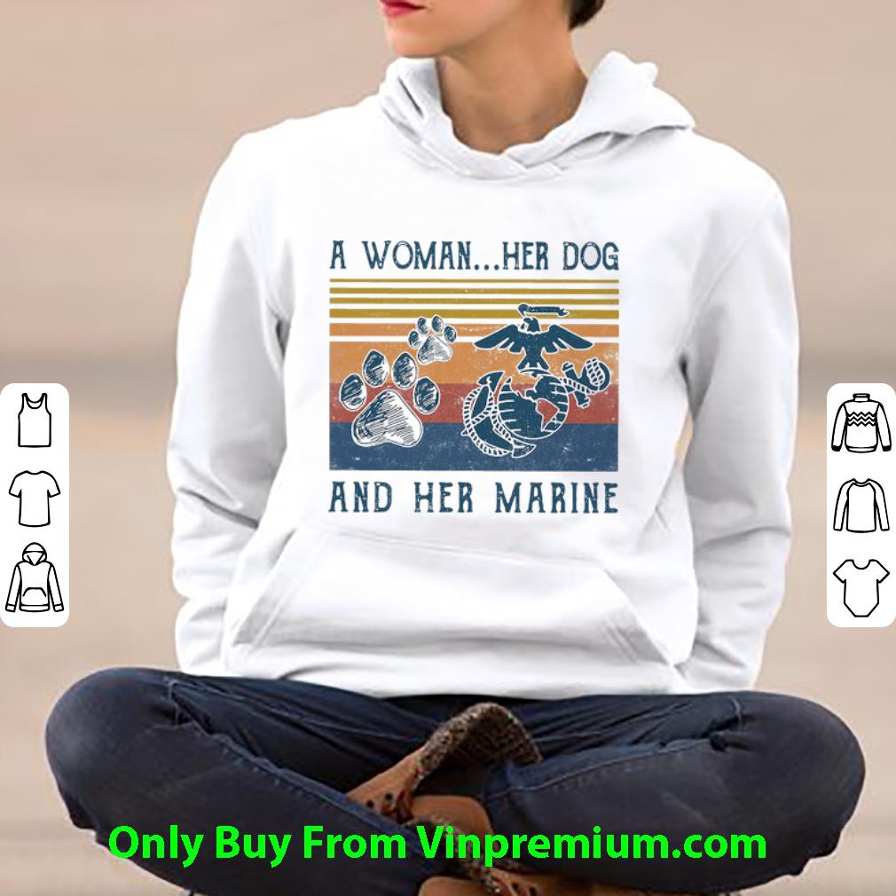 Great Vintage A Woman Her Dog And Her Marine shirt