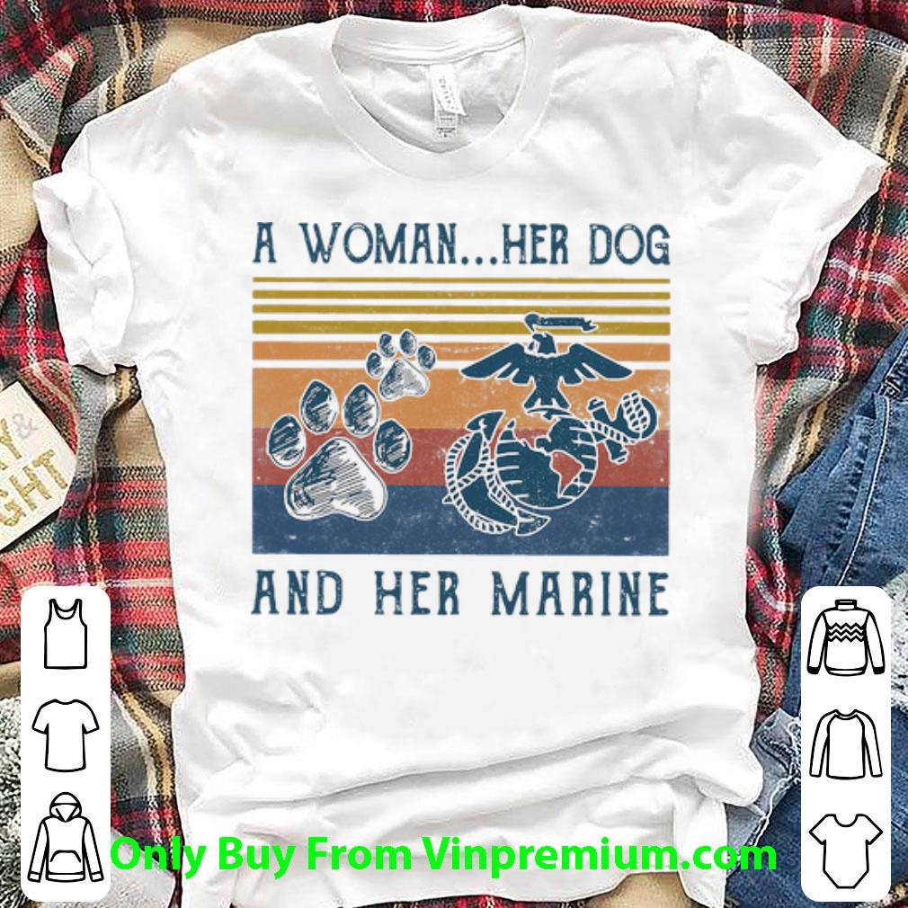 Great Vintage A Woman Her Dog And Her Marine shirt 6