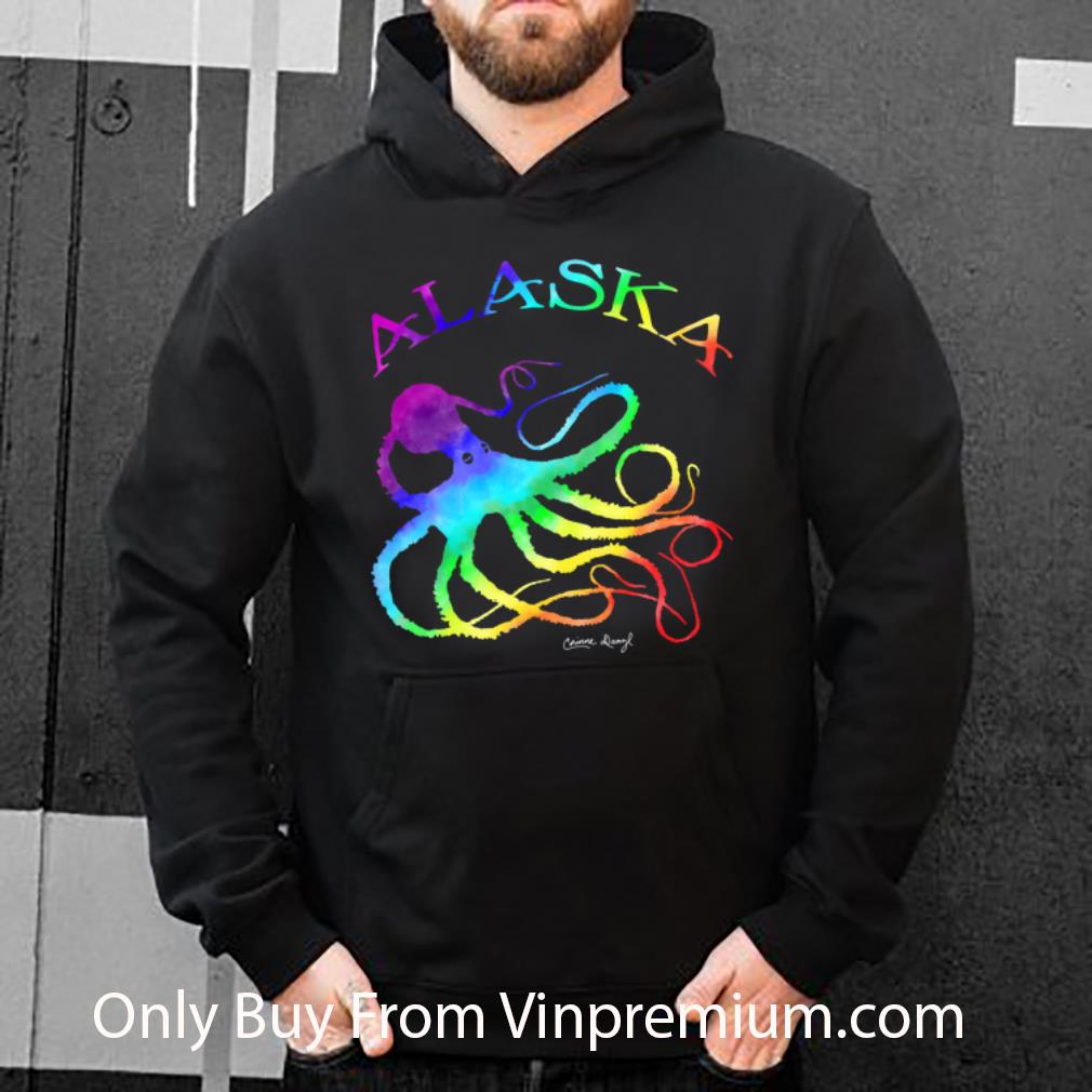Nice Gyotaku Rainbow Colored Octopus Alaska shirt