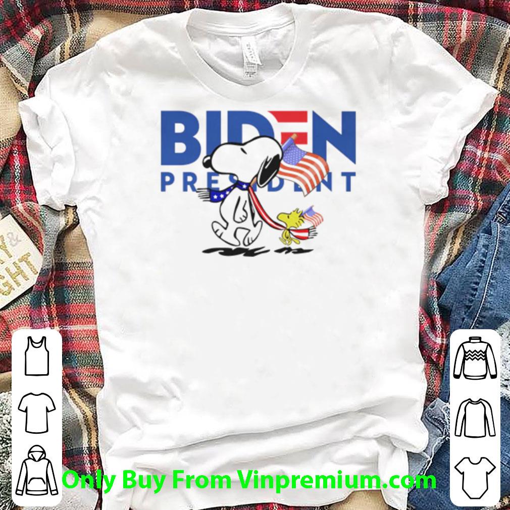Nice Snoopy And Woodstock Vote Biden President shirt 6