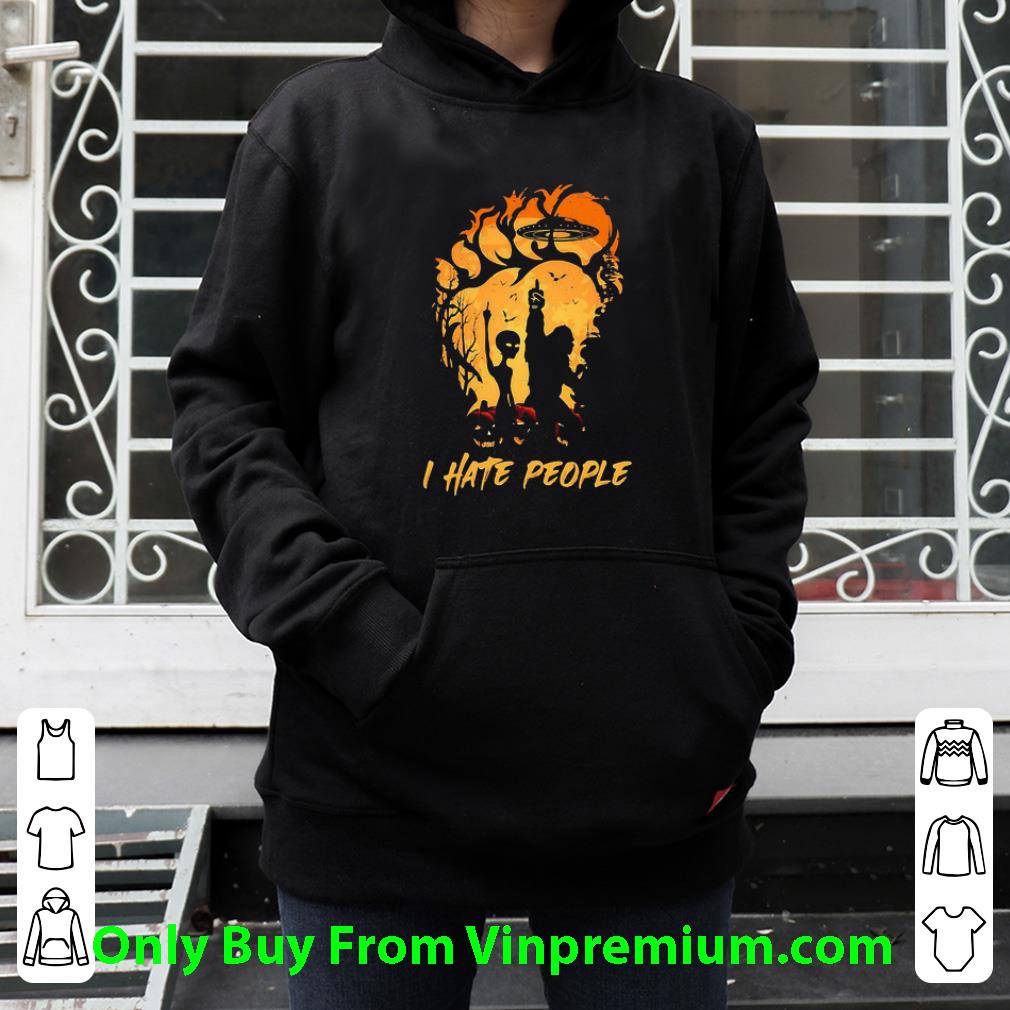 Premium Halloween Bigfoot And Alien I Hate People shirt 7 Premium Halloween Bigfoot And Alien I Hate People shirt