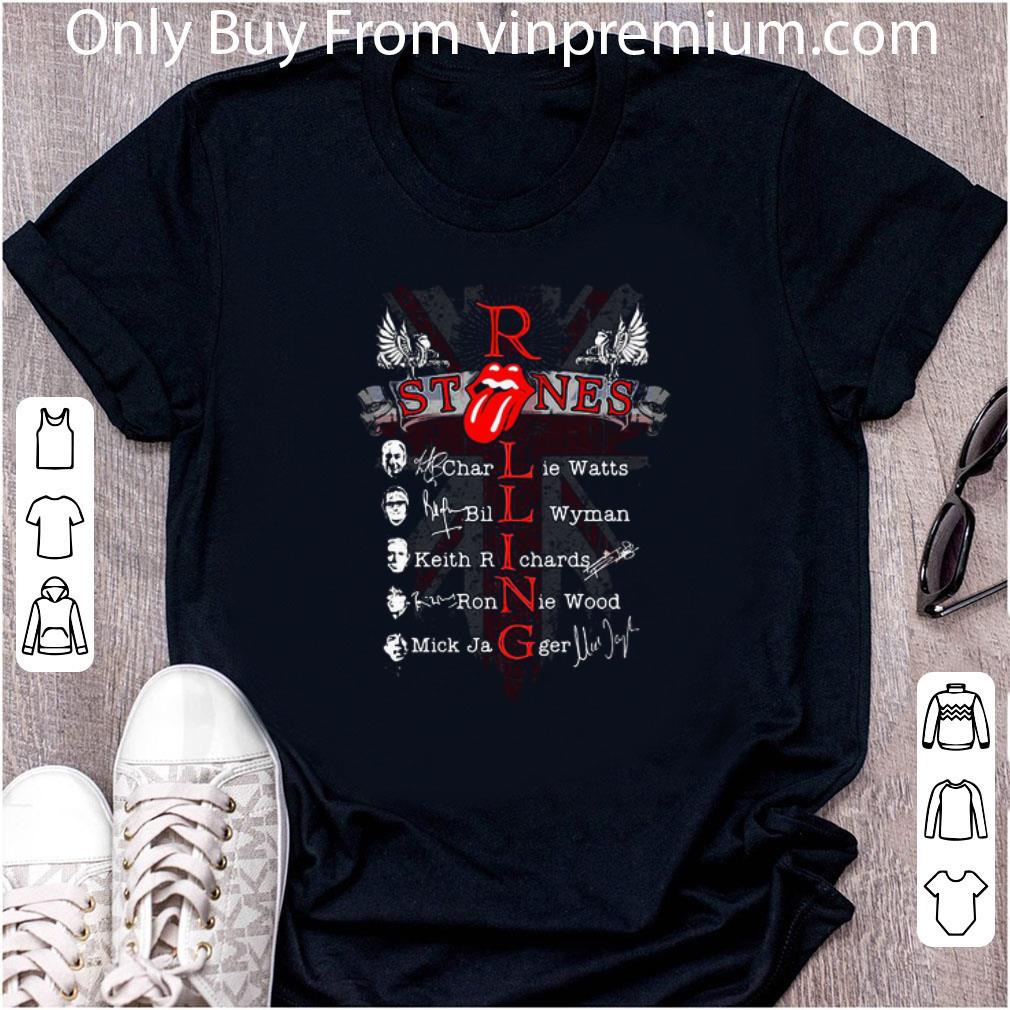 Official Logo The Rolling Stones Signatures England Flag shirt 7