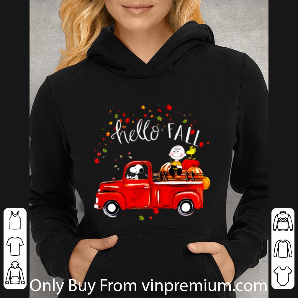 Pretty Hello Fall Snoopy Driving Truck Charlie Brown Woodstock Hardvest shirt