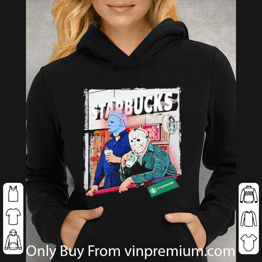 Pretty Halloween Jason Voorhees Michael Myers Starbucks shirt