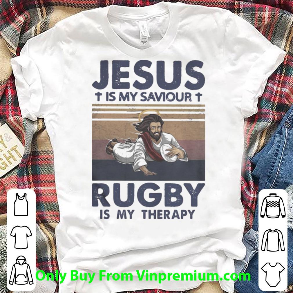 Nice Vintage Jesus Is My Saviour Rugby Is My Therapy shirt 6