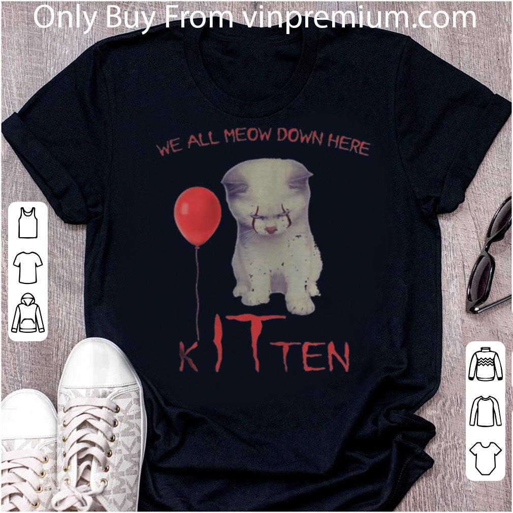 Hot Halloween Pennywise Cat We All Meow Down Here Kitten shirt 7