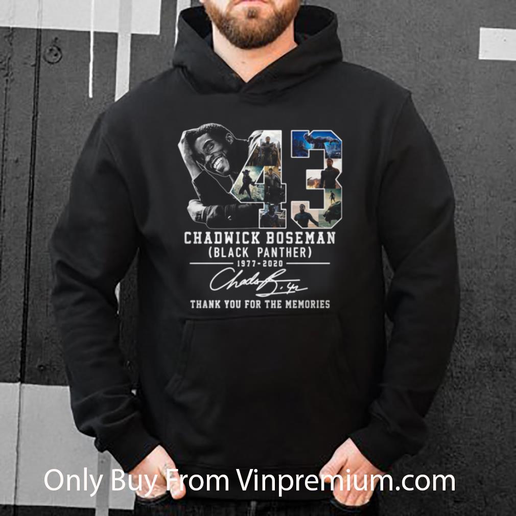 Great 43 Years 1977 2020 Chadwick Boseman Black Panther Thank You For The Memories Signature shirt