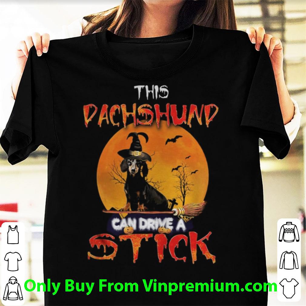 Nice This Dachshund Can Drive A Stick Sunset Halloween shirt 7