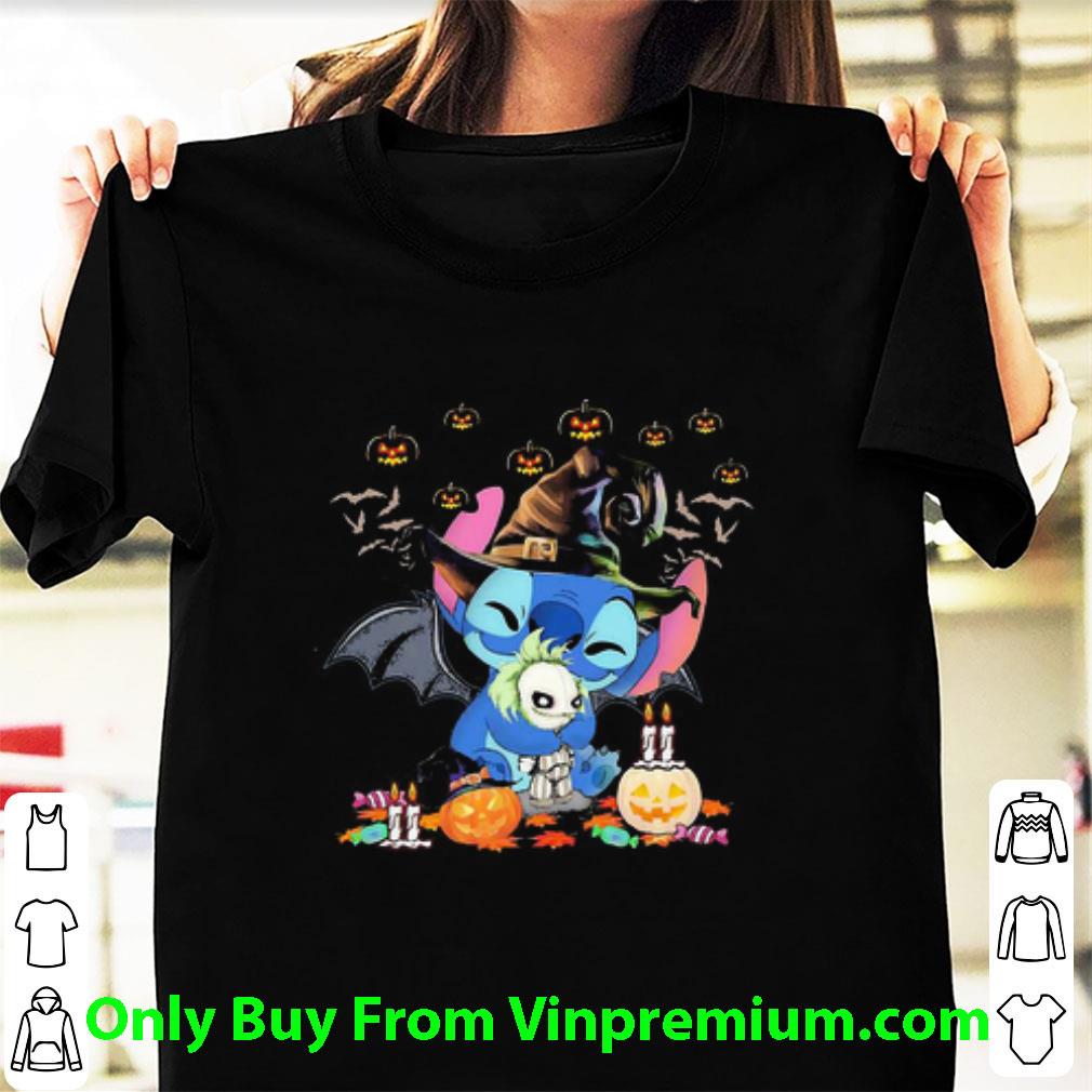 Nice Nightmare Stitch Witch Hug Jack Skellington Halloween shirt 7