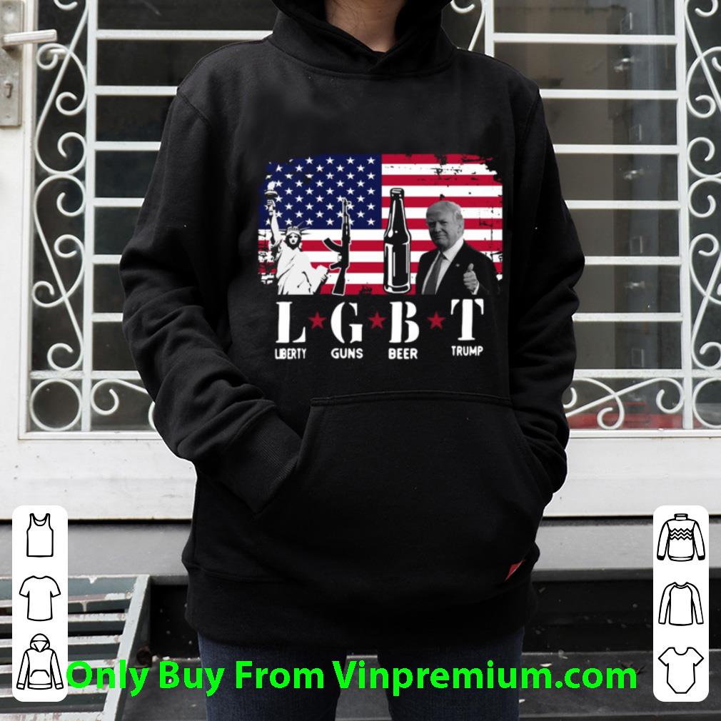 Original Lgbt Liberty Guns Beer Trump American Flag shirt