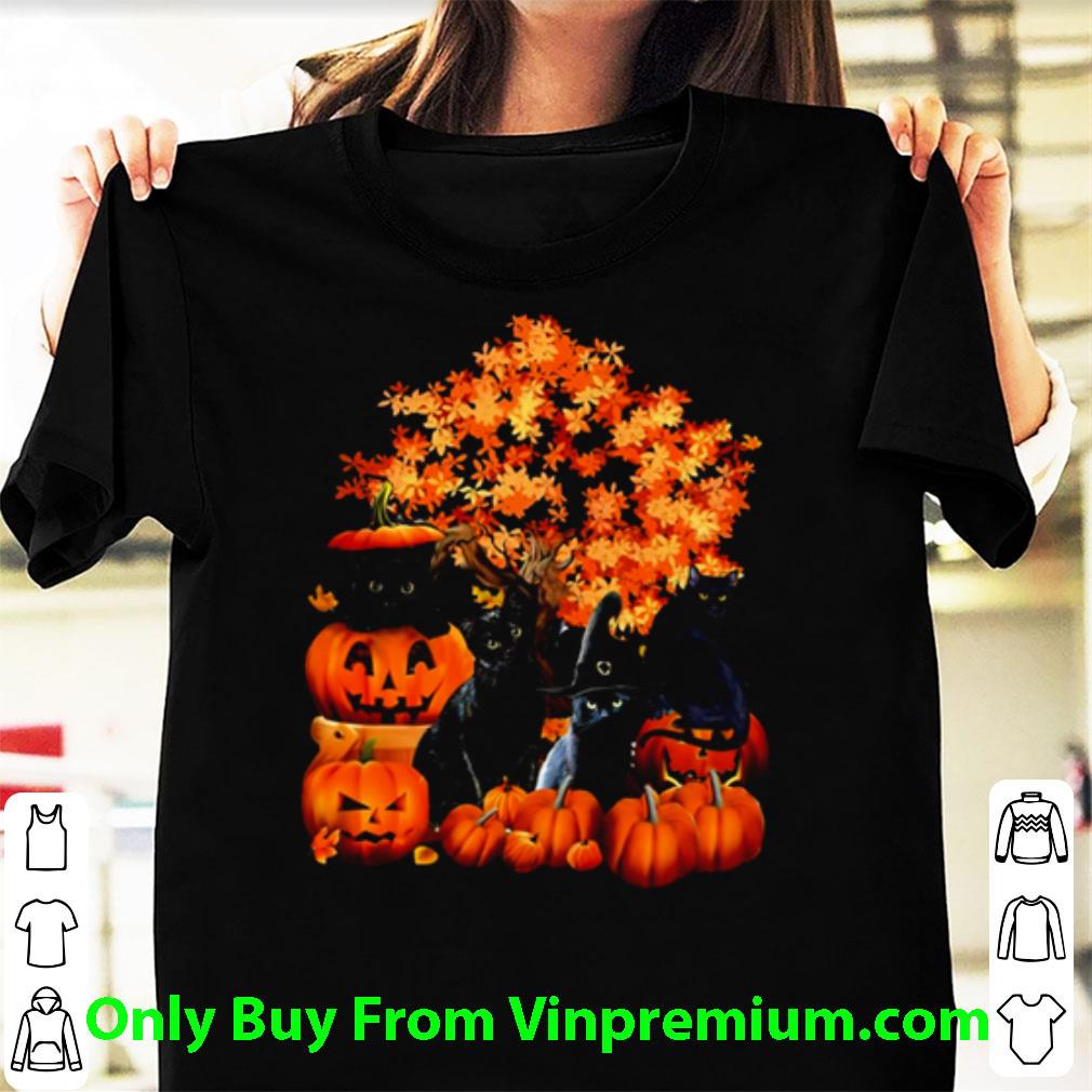 Original Autumn Trees And Halloween Pumpkins Black Cats shirt 6