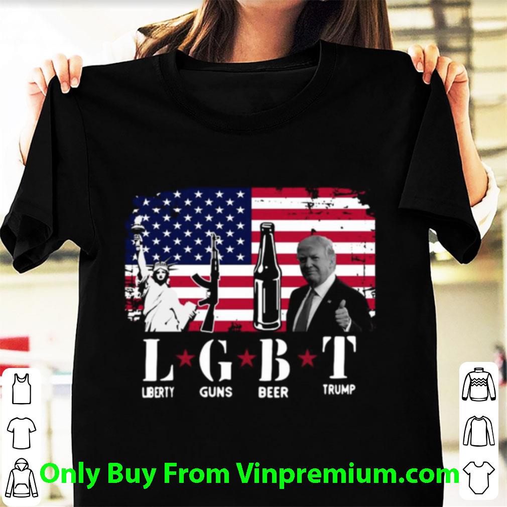 Original Lgbt Liberty Guns Beer Trump American Flag shirt 6