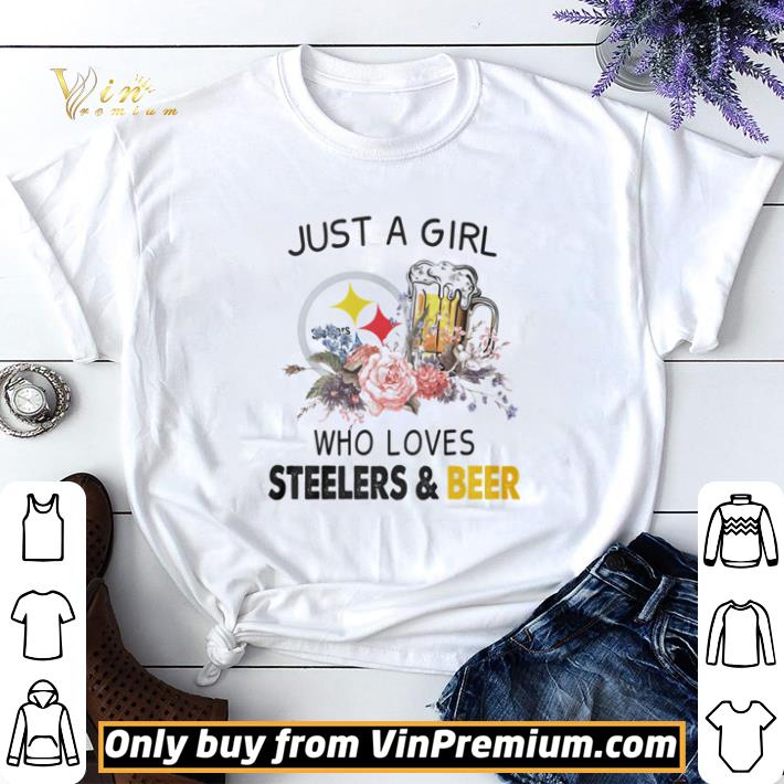 Flower just a girl who loves Steelers and beer shirt sweater 7