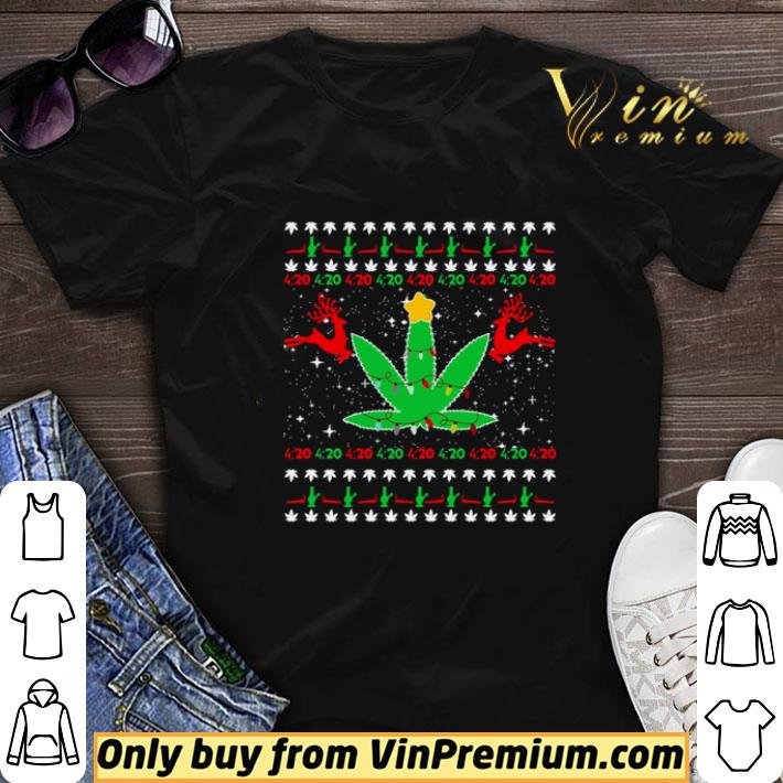 Awesome 420 Cannabis Reindeer Christmas shirt sweater 6