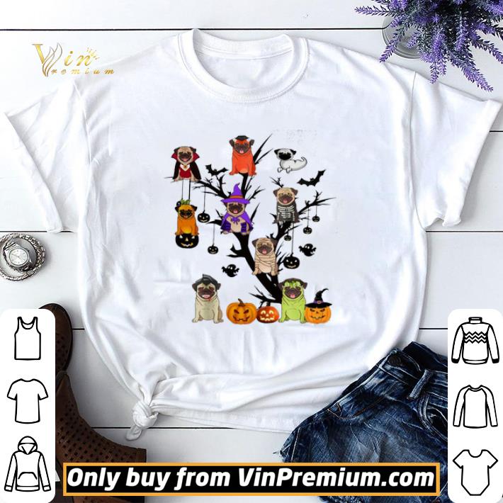 Pug dog halloween tree shirt sweater 7