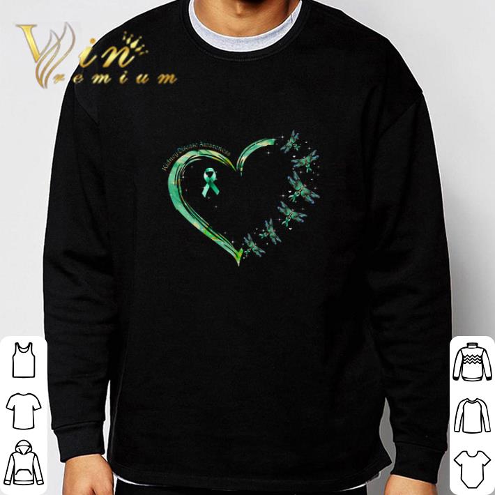 Nice Kidney Disease Awareness Heart Dragonfly tshirt sweatshirt