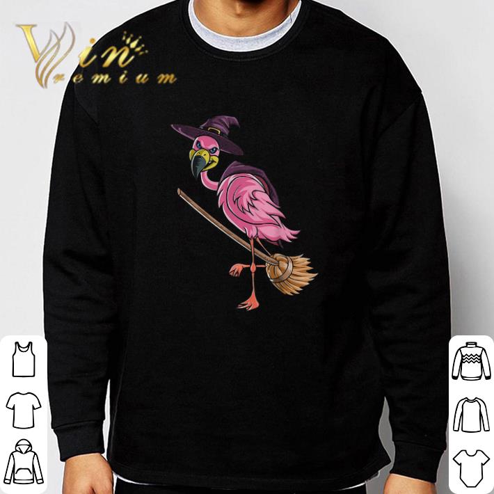 Nice Halloween Flamingo Witch Scary Party Funny Broom Gif tshirt