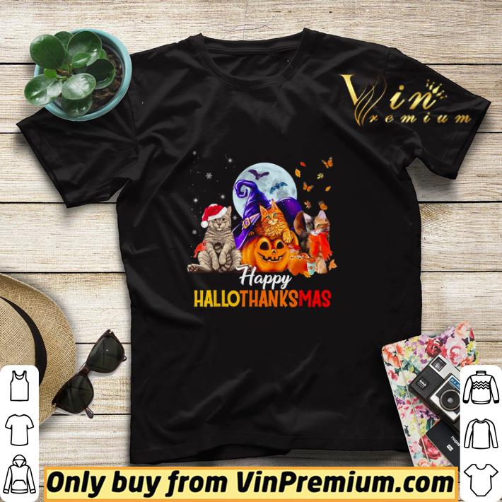 Cats happy HalloThanksMas shirt sweater