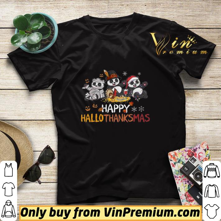 Panda Happy Hallothanksmas Happy Halloween Thanksgiving Merry Christmas shirt sweater